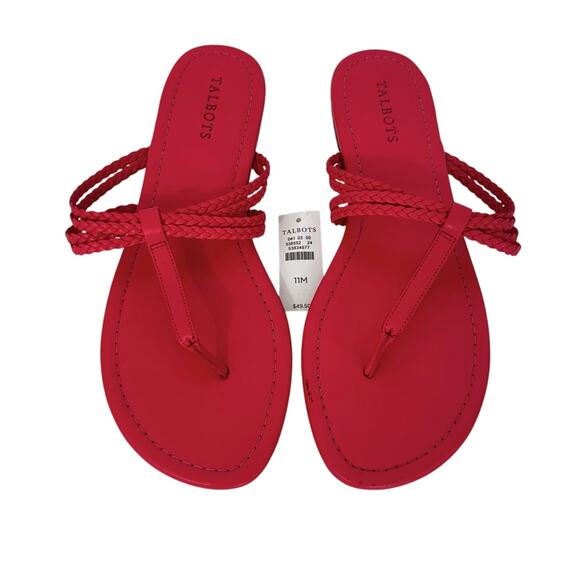 Talbots CeCe Braided Leather Thong Flip Flops Sandals Pink 11M NWT - Picture 1 of 8